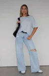 Harley Mid Rise Wide Leg Jeans Light Blue Wash