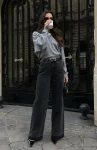 I Don’t Need You Mid Rise Wide Leg Jeans Black Acid Wash