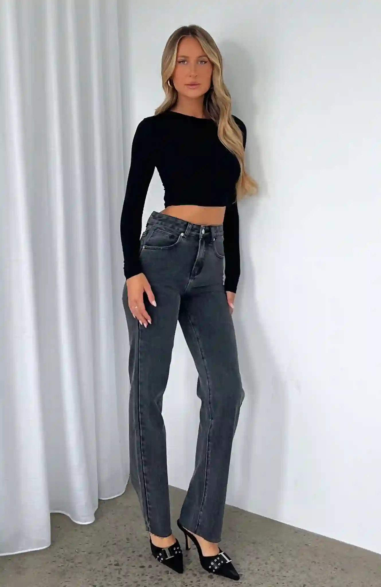 Jordyn High Waisted Straight Leg Jeans Washed Black Jordyn High Waisted Straight Leg Jeans Washed Black