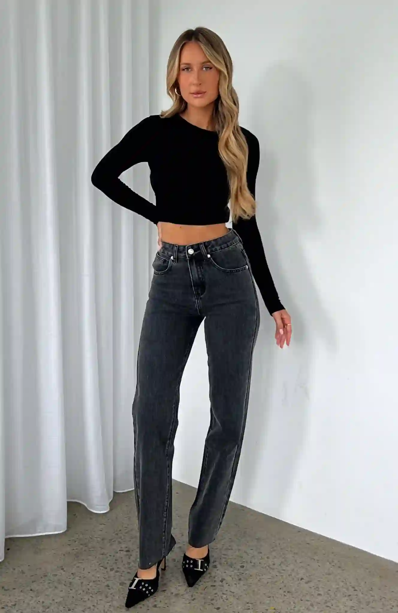 Jordyn High Waisted Straight Leg Jeans Washed Black Jordyn High Waisted Straight Leg Jeans Washed Black