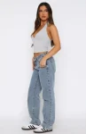 Lucy Low Rise Straight Leg Jeans Mid Blue