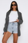 What Are We Denim Shorts Powder Blue Wash