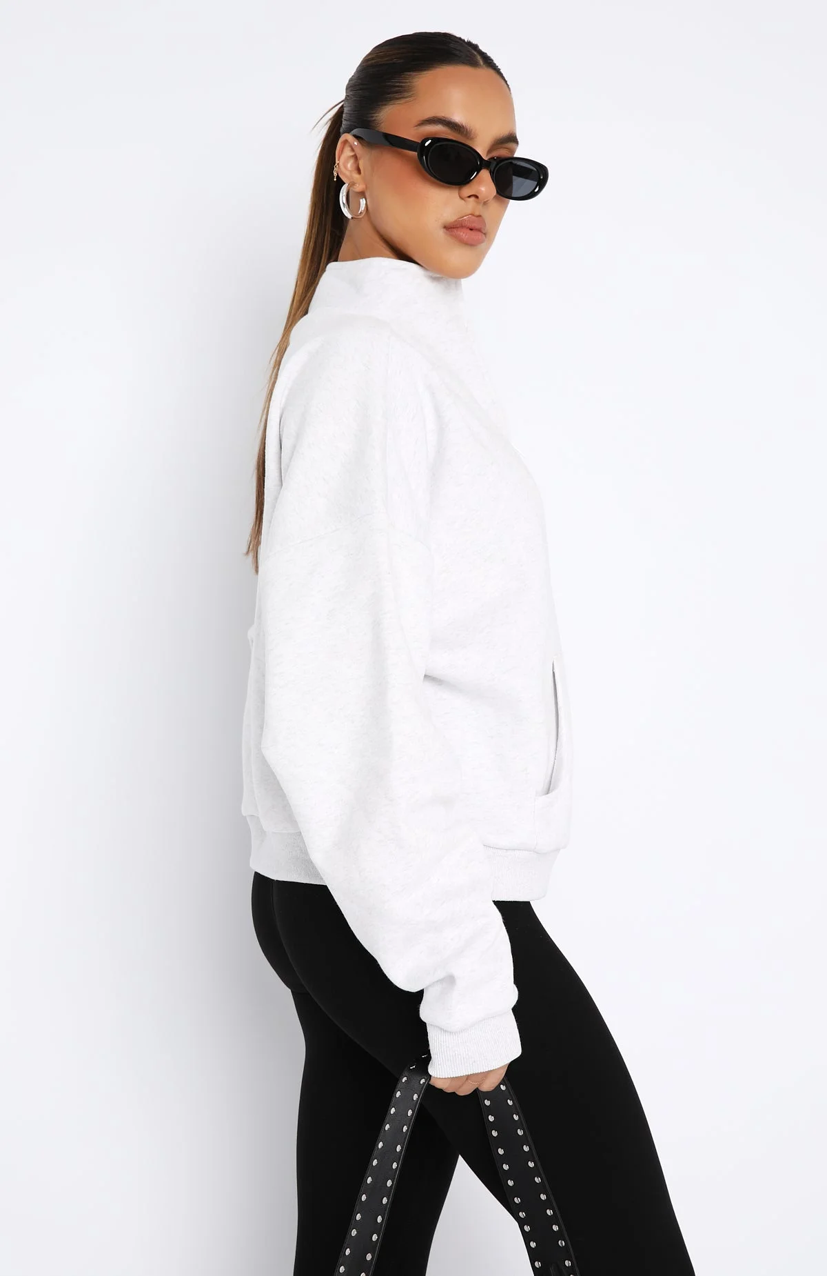 Doing It For You Zip Front Sweater Grey Marle Doing It For You Zip Front Sweater Grey Marle
