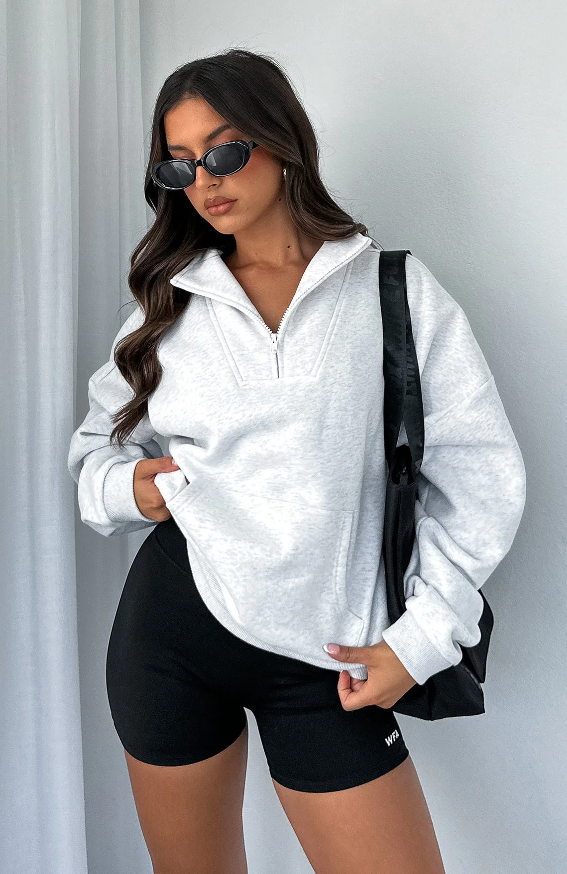 Doing It For You Zip Front Sweater Grey Marle Doing It For You Zip Front Sweater Grey Marle