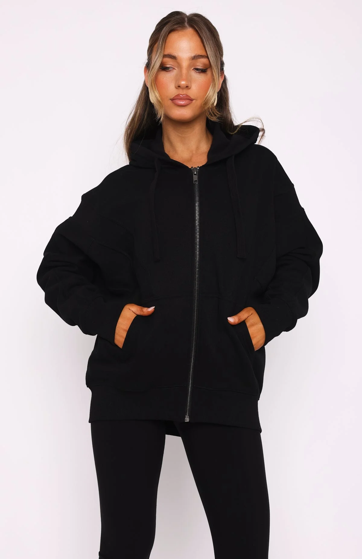 Everything You Want Zip Front Hoodie Black Everything You Want Zip Front Hoodie Black