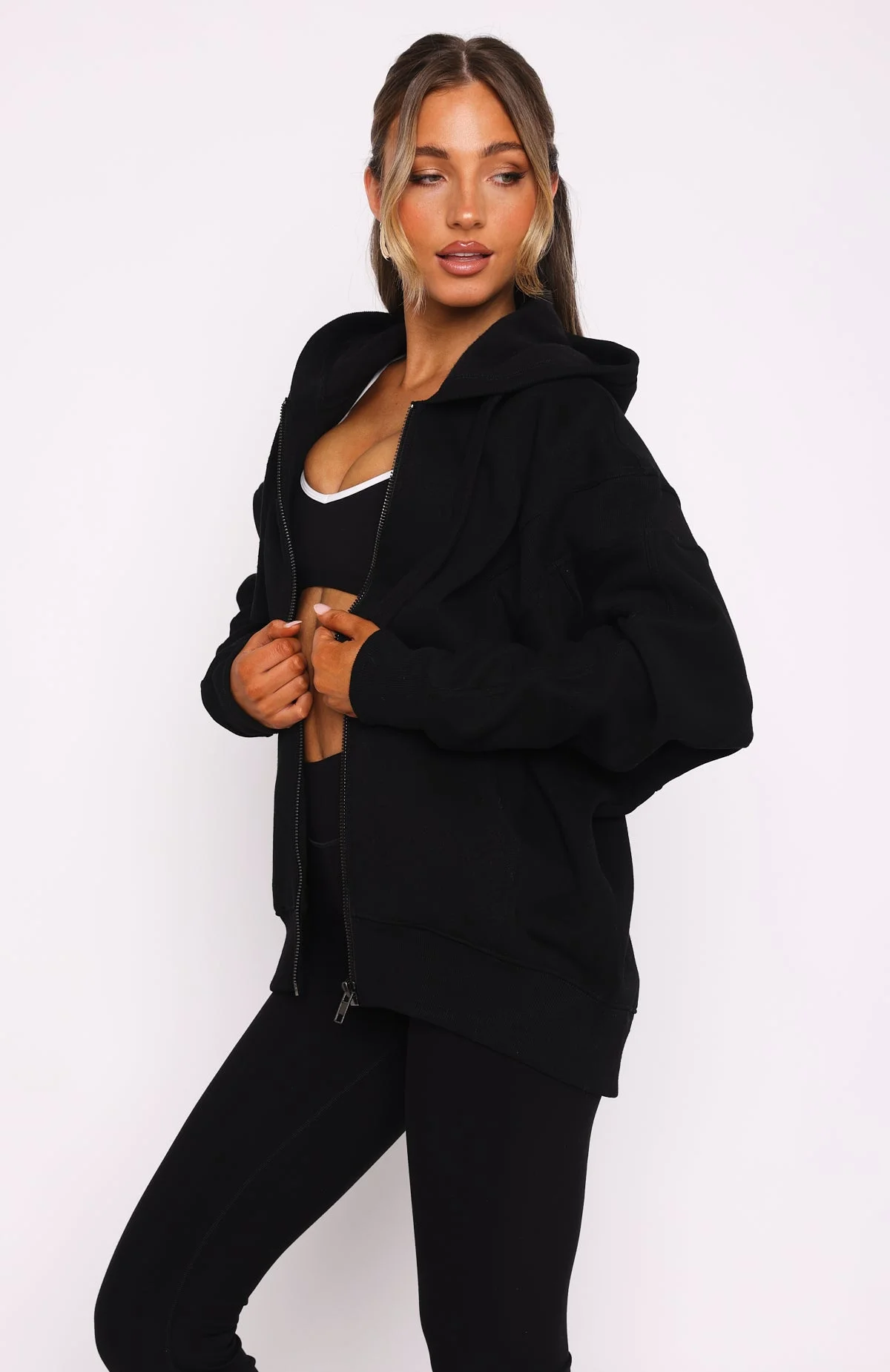 Everything You Want Zip Front Hoodie Black Everything You Want Zip Front Hoodie Black