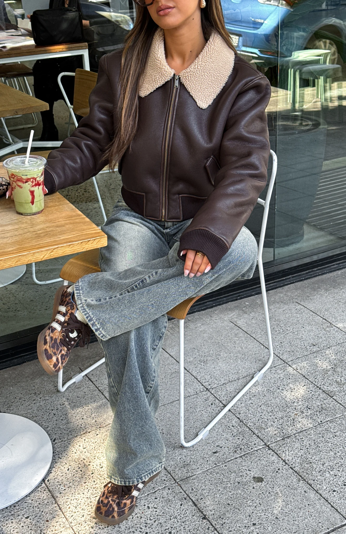 For The People PU Bomber Jacket Chocolate For The People PU Bomber Jacket Chocolate
