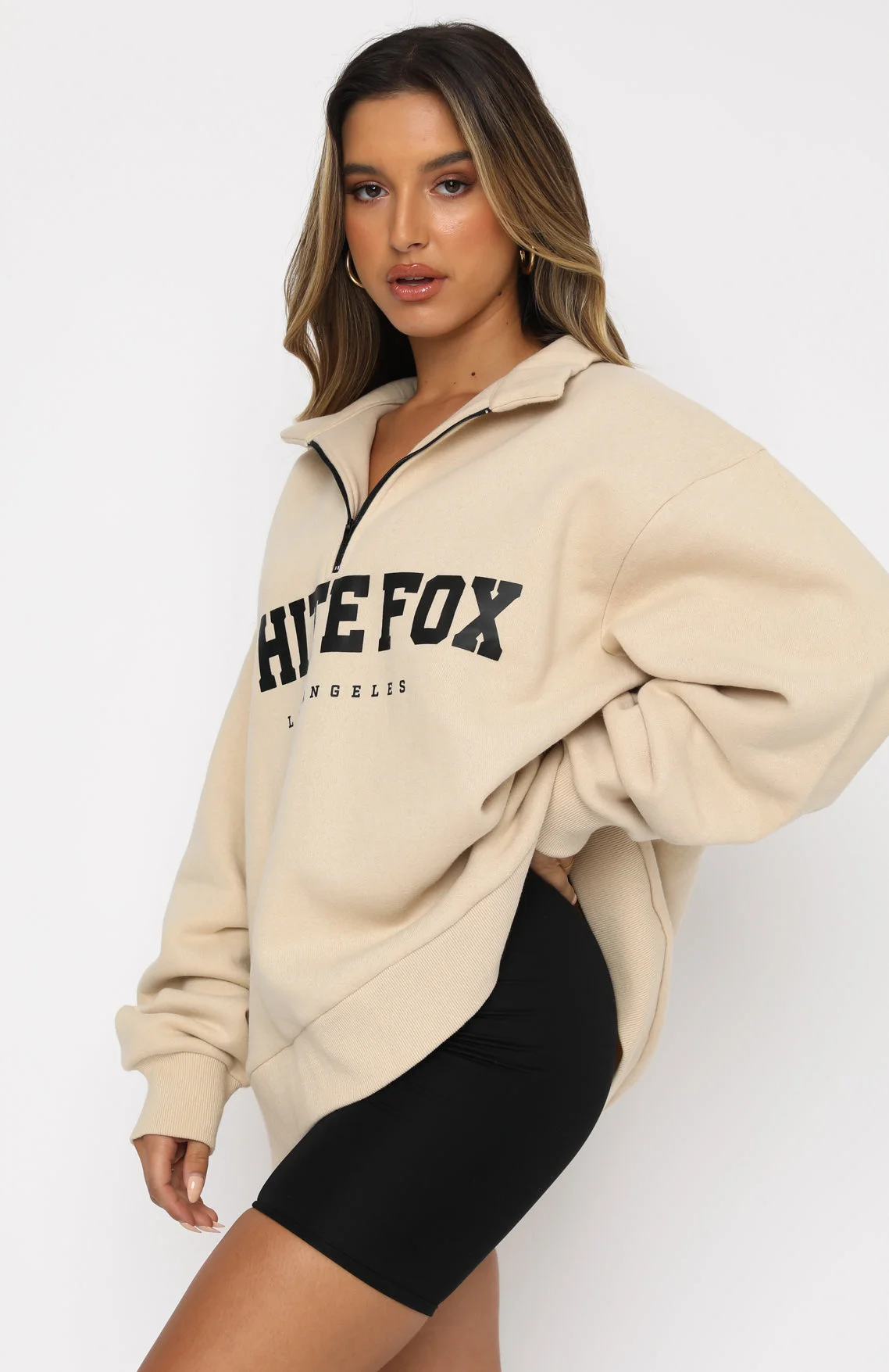 High Standard Zip Front Sweater Sand High Standard Zip Front Sweater Sand