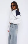 It’s A Bad Idea Zip Front Sweater Grey