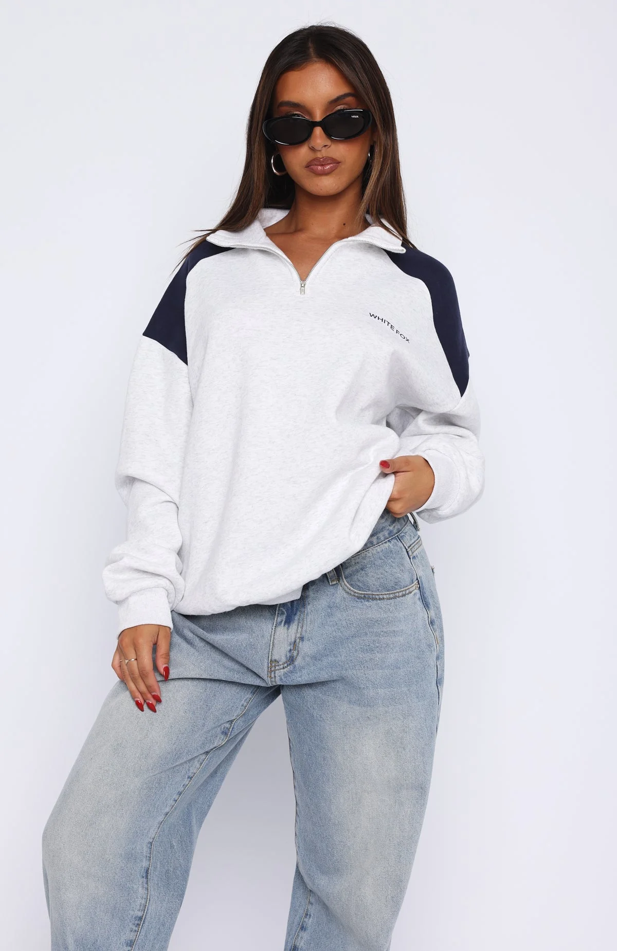 It's A Bad Idea Zip Front Sweater Grey It's A Bad Idea Zip Front Sweater Grey