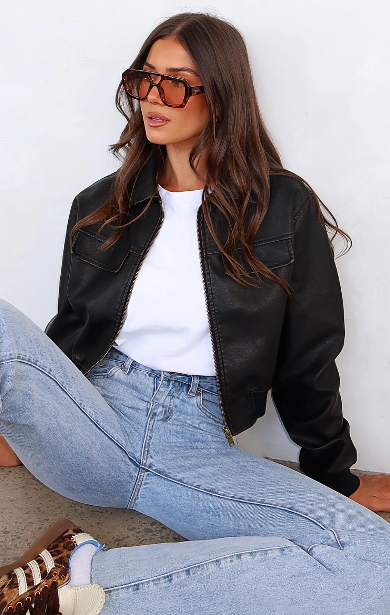 Jaded Nights PU Bomber Jacket Dark Chocolate Jaded Nights PU Bomber Jacket Dark Chocolate