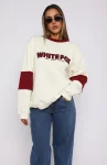 Let It Be Known Oversized Sweater Cream/Red