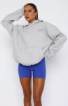 Lucky You Oversized White Fox Hoodie Grey Marle