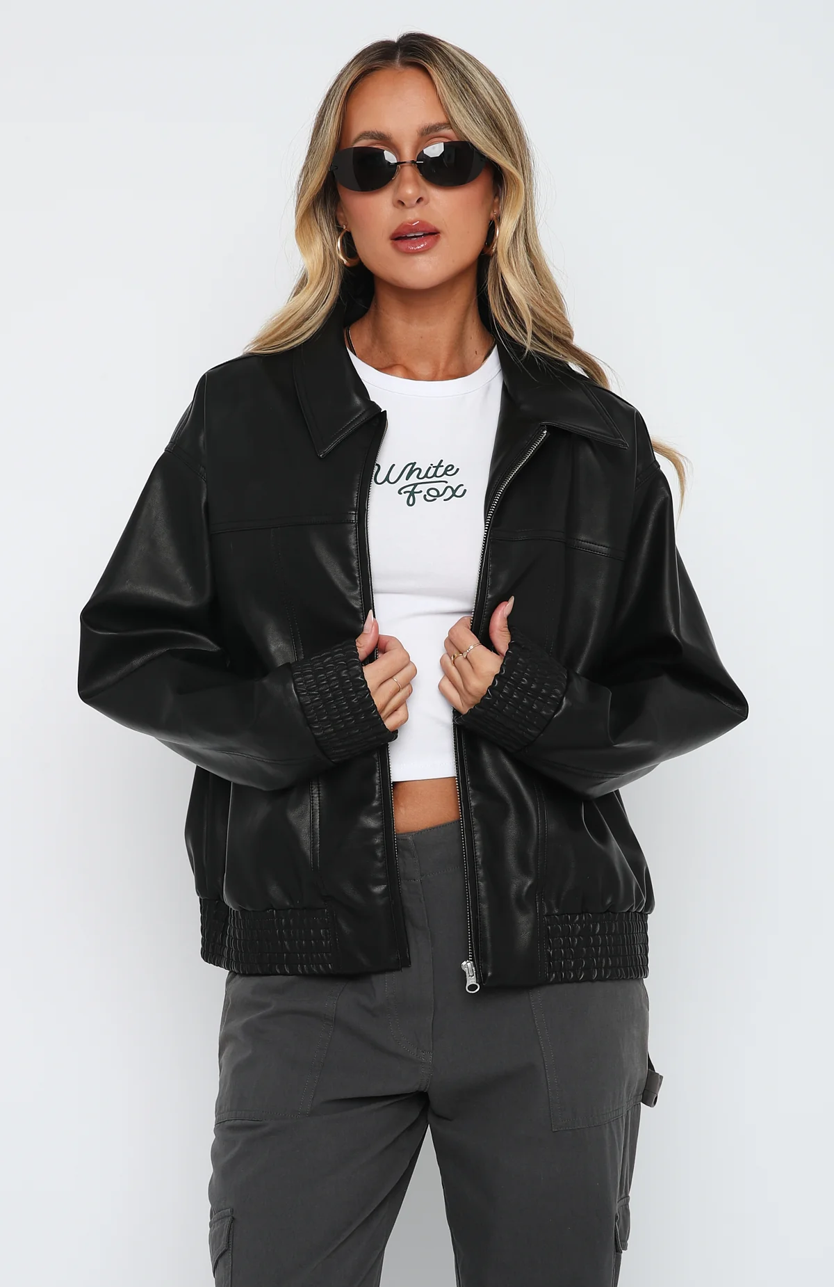 Make Things Right PU Bomber Jacket Black Make Things Right PU Bomber Jacket Black