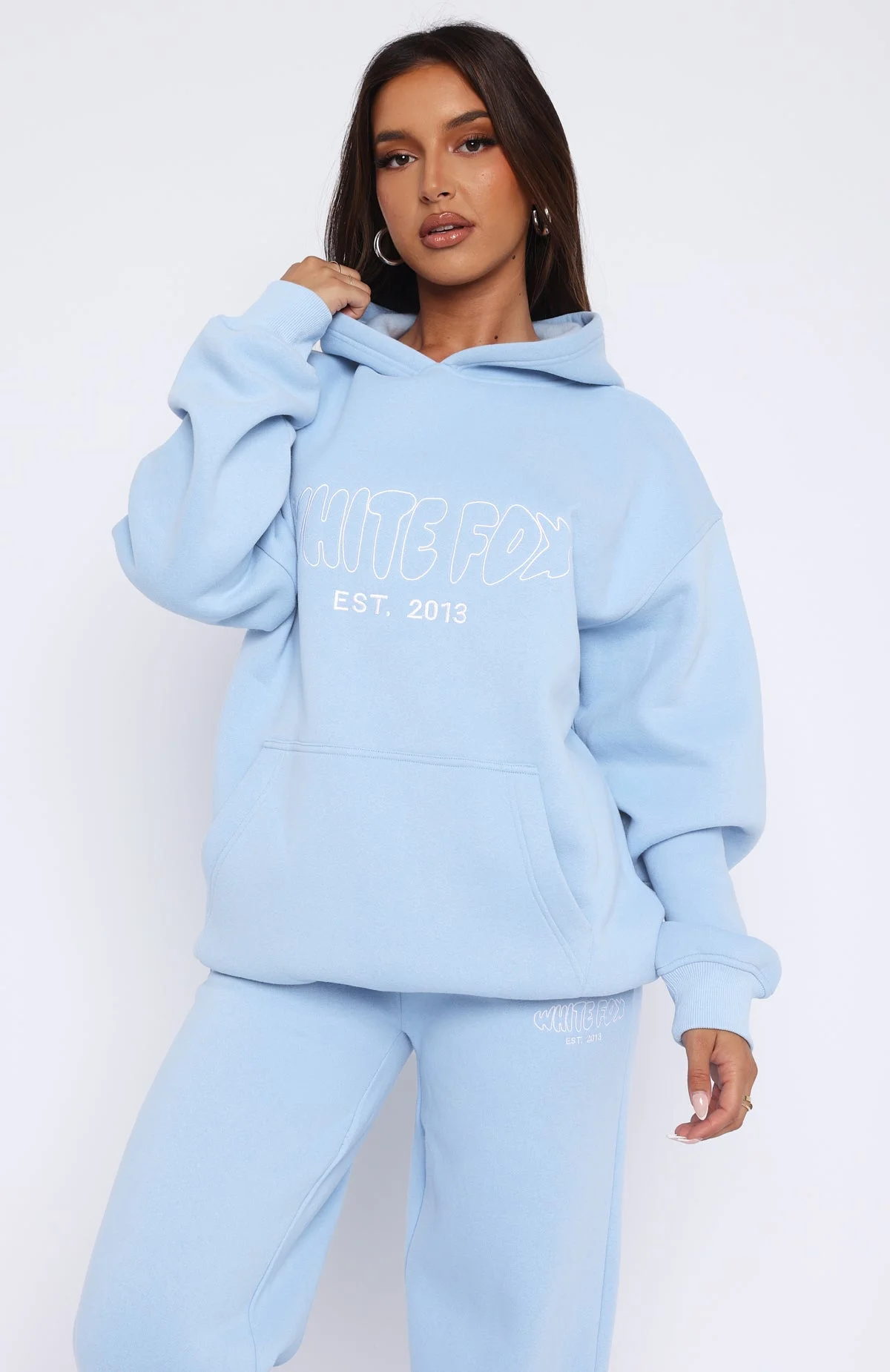 Missed Flights Oversized White Fox Blue Hoodie Missed Flights Oversized White Fox Blue Hoodie