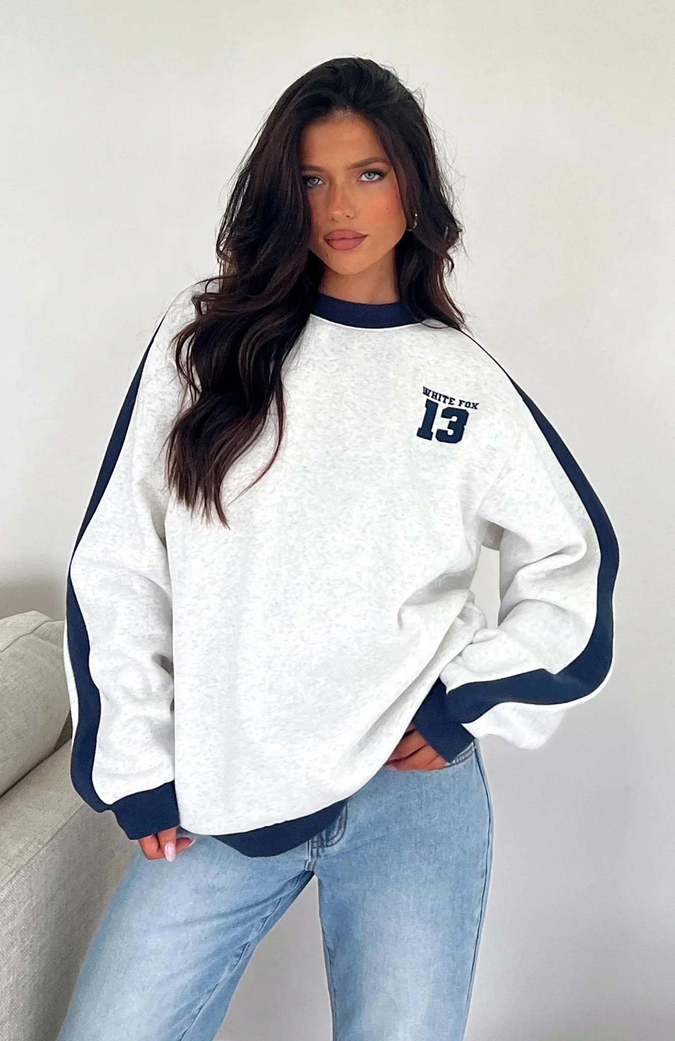Play For It Oversized Sweater Grey Marle Play For It Oversized Sweater Grey Marle