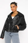 Seal The Deal PU Biker Jacket Black