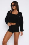 She’s Effortless Cropped Hoodie Black