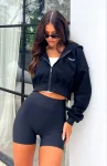 She’s Effortless Cropped Hoodie Black