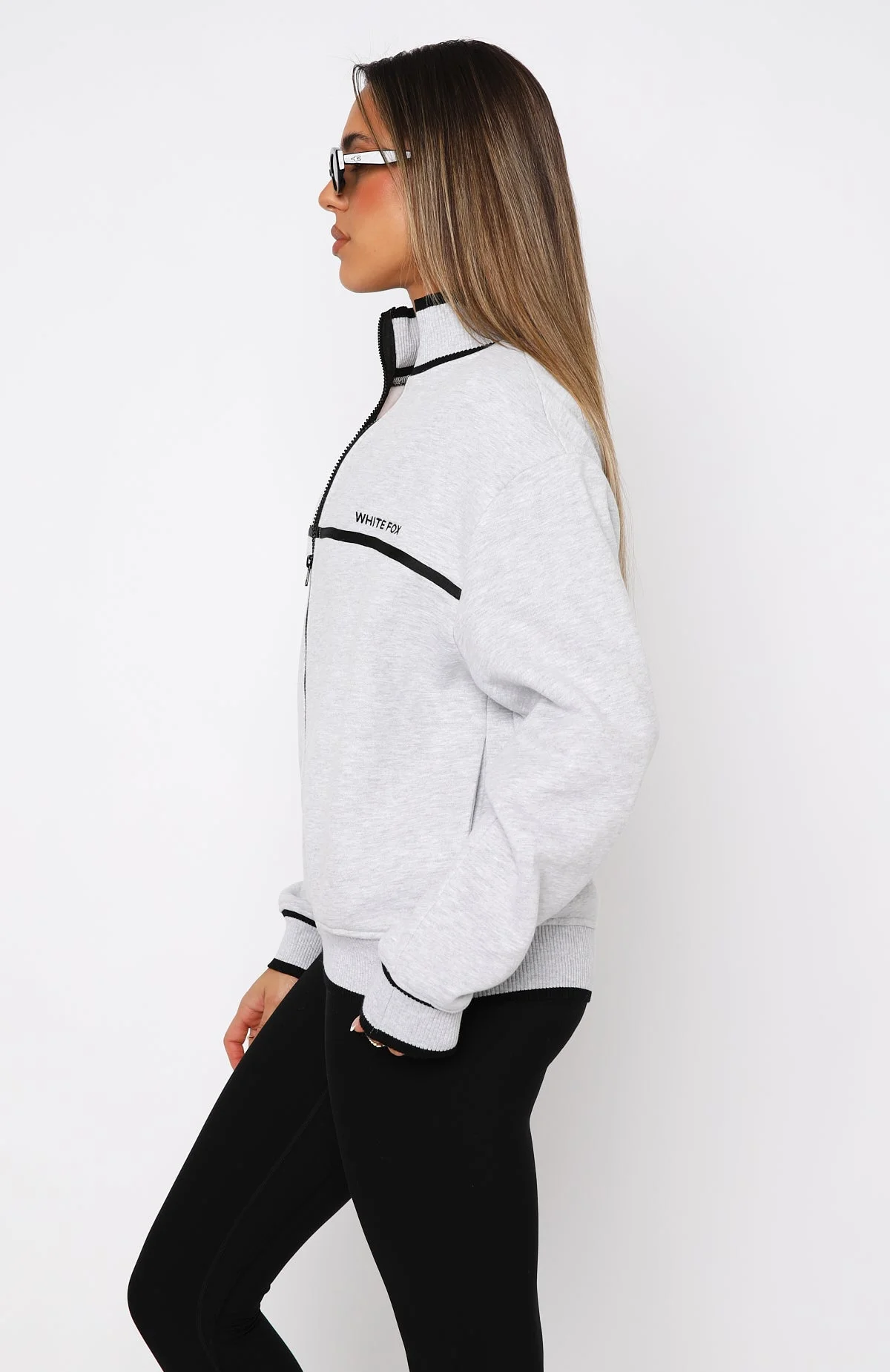 Sign Me Up Zip Front Sweater Grey Marle Sign Me Up Zip Front Sweater Grey Marle