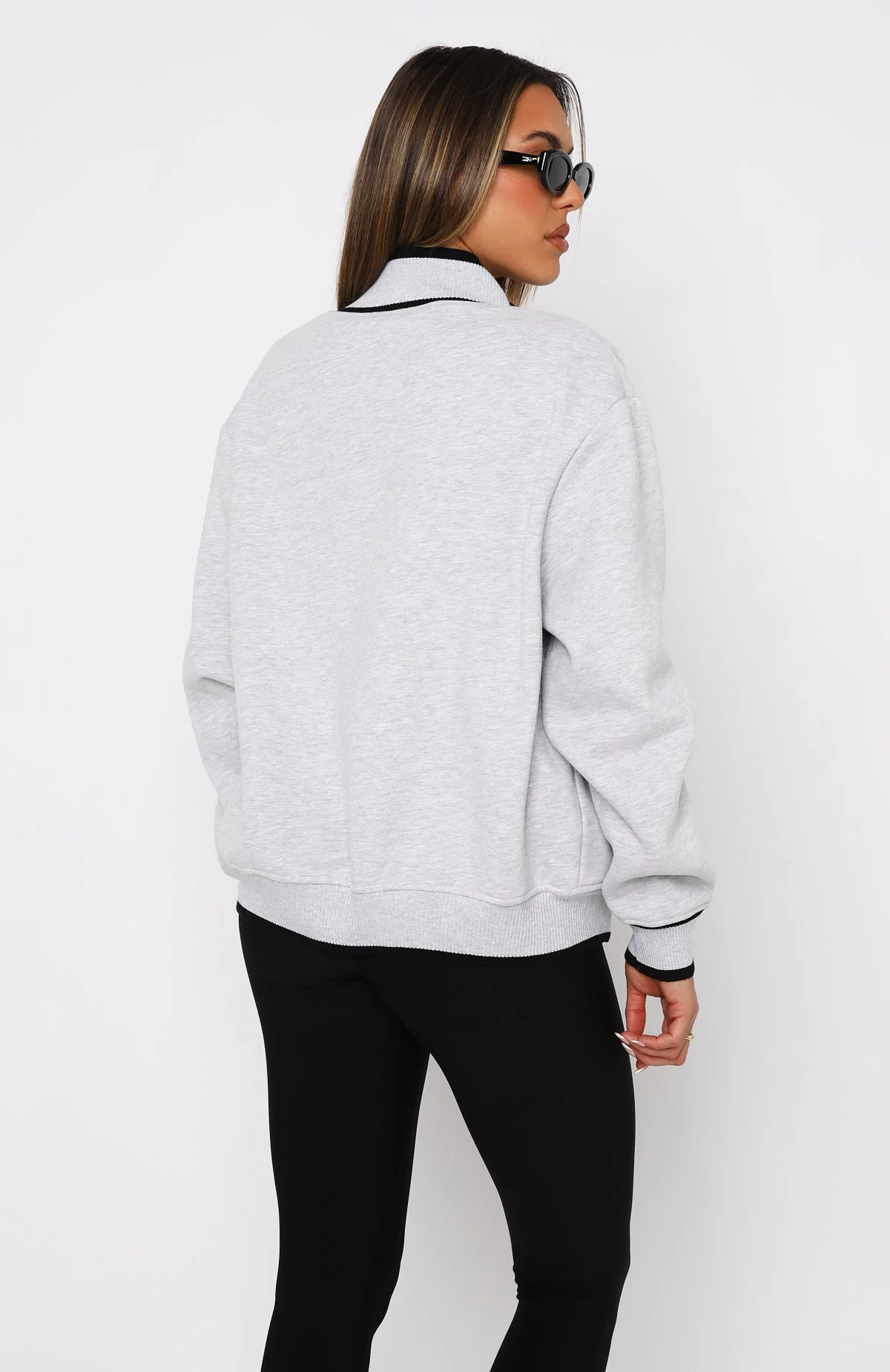 Sign Me Up Zip Front Sweater Grey Marle Sign Me Up Zip Front Sweater Grey Marle