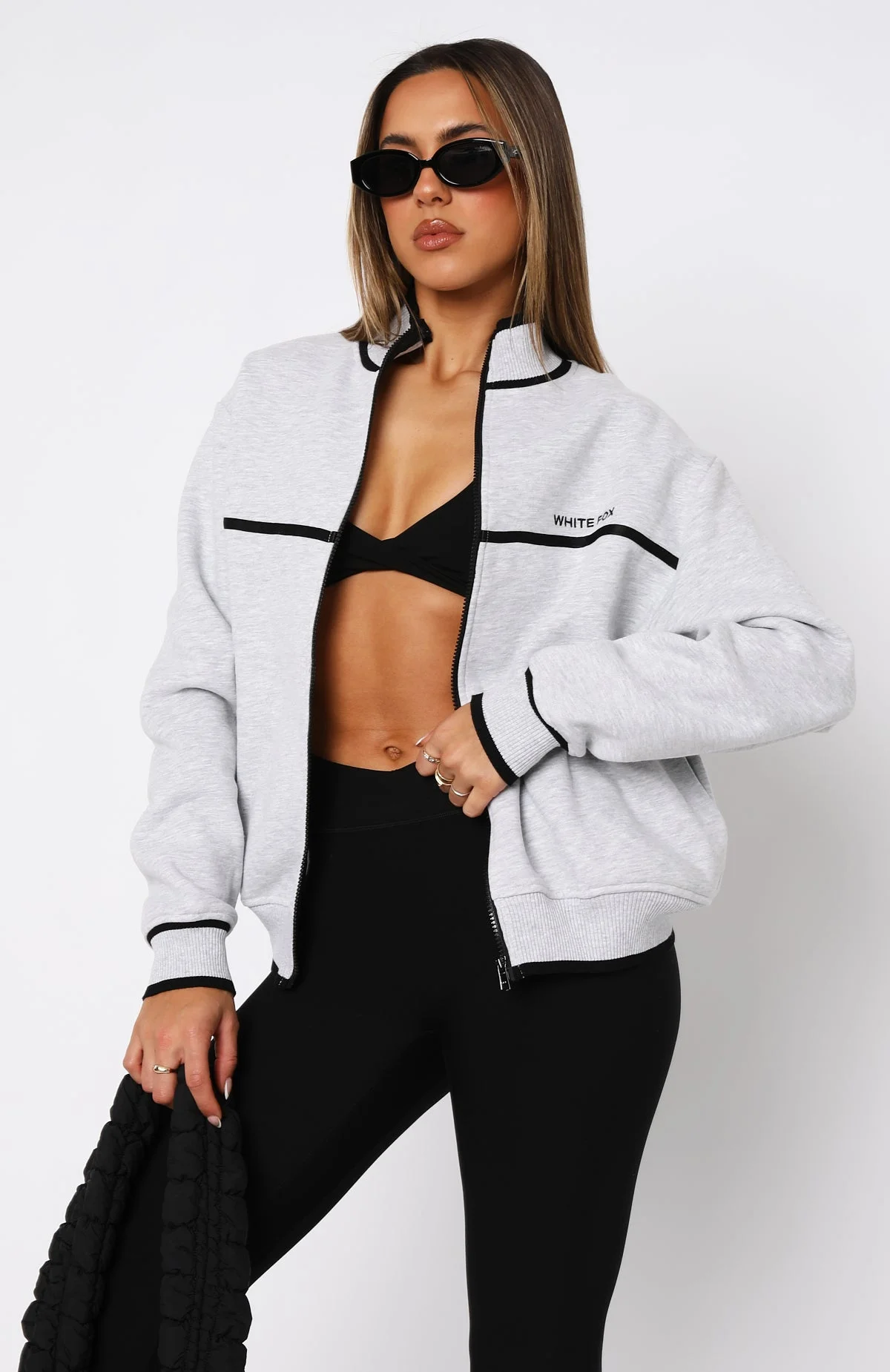Sign Me Up Zip Front Sweater Grey Marle Sign Me Up Zip Front Sweater Grey Marle