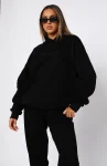 Stay Lifted Oversized White Fox Hoodie Black