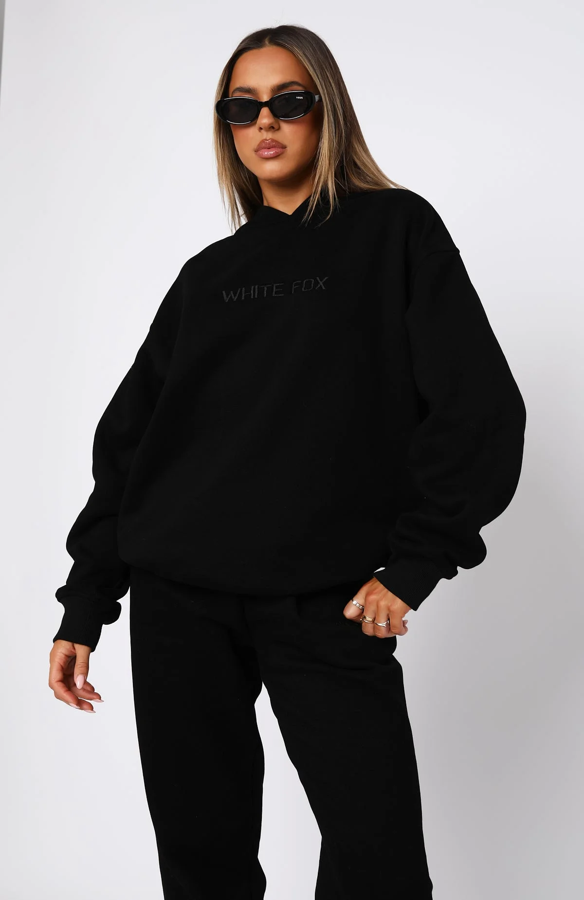 Stay Lifted Oversized White Fox Hoodie Black Stay Lifted Oversized White Fox Hoodie Black