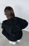 Stay Lifted Oversized White Fox Hoodie Black