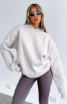 Stay Lifted Oversized White Fox Hoodie Moon