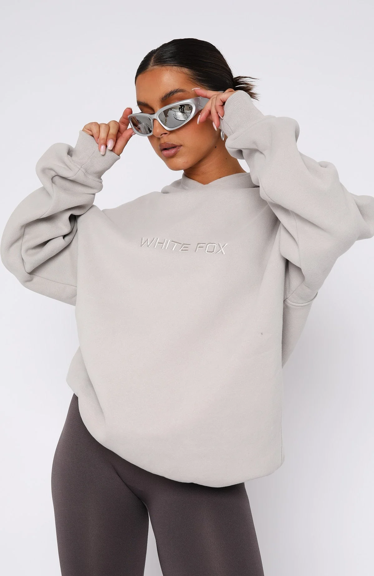 Stay Lifted Oversized White Fox Hoodie Moon Stay Lifted Oversized White Fox Hoodie Moon