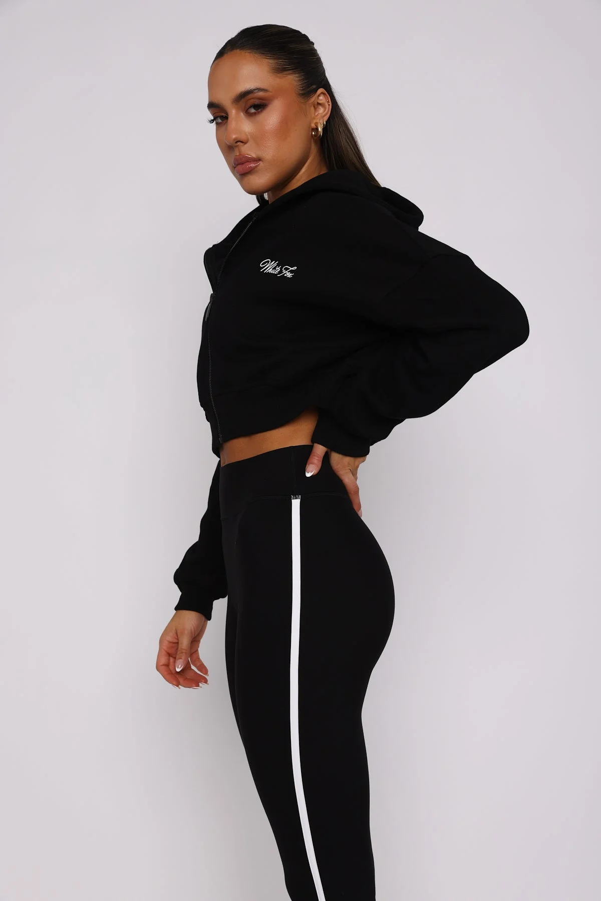 Stepping Out Cropped Hoodie Black Stepping Out Cropped Hoodie Black