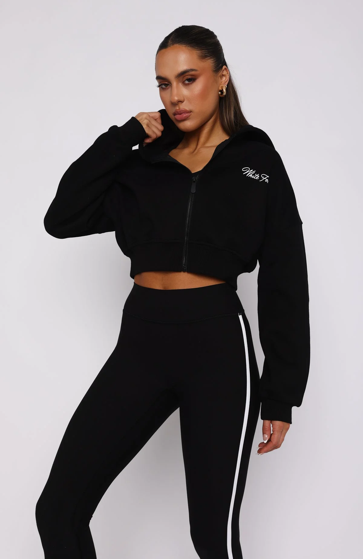 Stepping Out Cropped Hoodie Black Stepping Out Cropped Hoodie Black