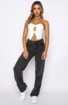 Taking A Trip Mid Rise Straight Leg Jeans Acid Black