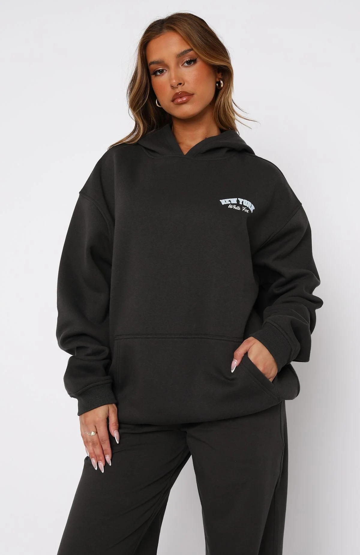 Team New York Oversized Hoodie Charcoal Team New York Oversized Hoodie Charcoal
