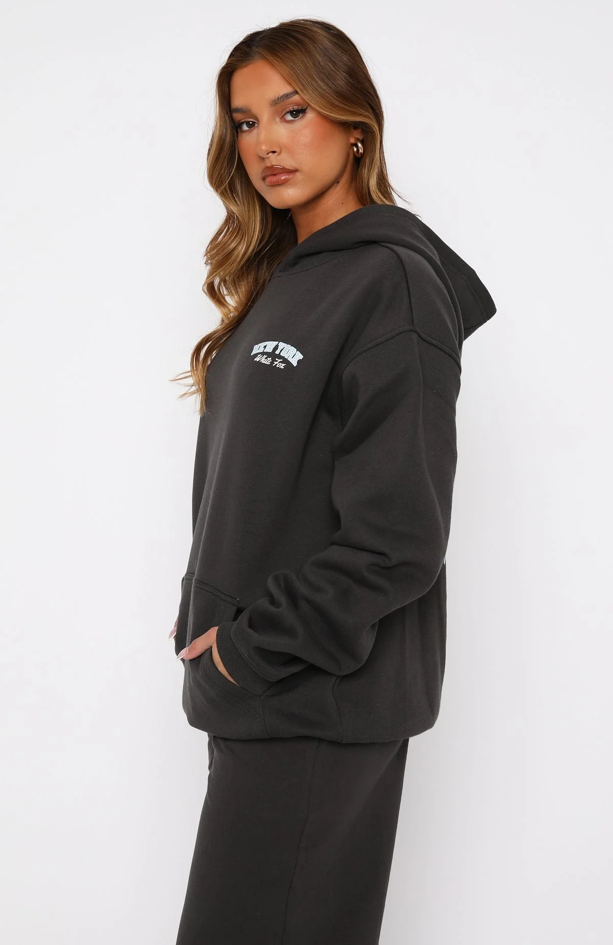 Team New York Oversized Hoodie Charcoal Team New York Oversized Hoodie Charcoal