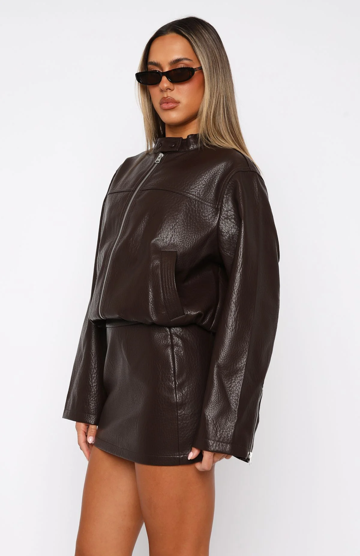Tell Me Nothing Pu Jacket Chocolate Tell Me Nothing Pu Jacket Chocolate