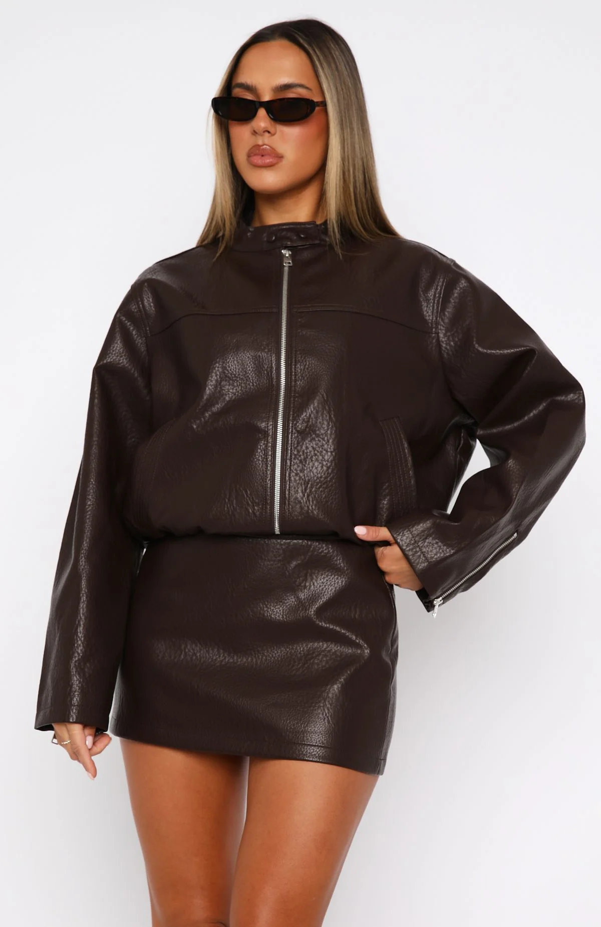 Tell Me Nothing Pu Jacket Chocolate Tell Me Nothing Pu Jacket Chocolate