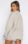 The Highest Demand Zip Front Sweater Taupe