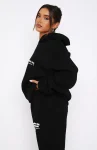 The Main Season Oversized White Fox Black Hoodie