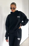 The Main Season Oversized White Fox Black Hoodie