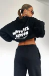 The Main Season Oversized White Fox Black Hoodie