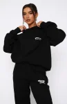 The Main Season Oversized White Fox Black Hoodie