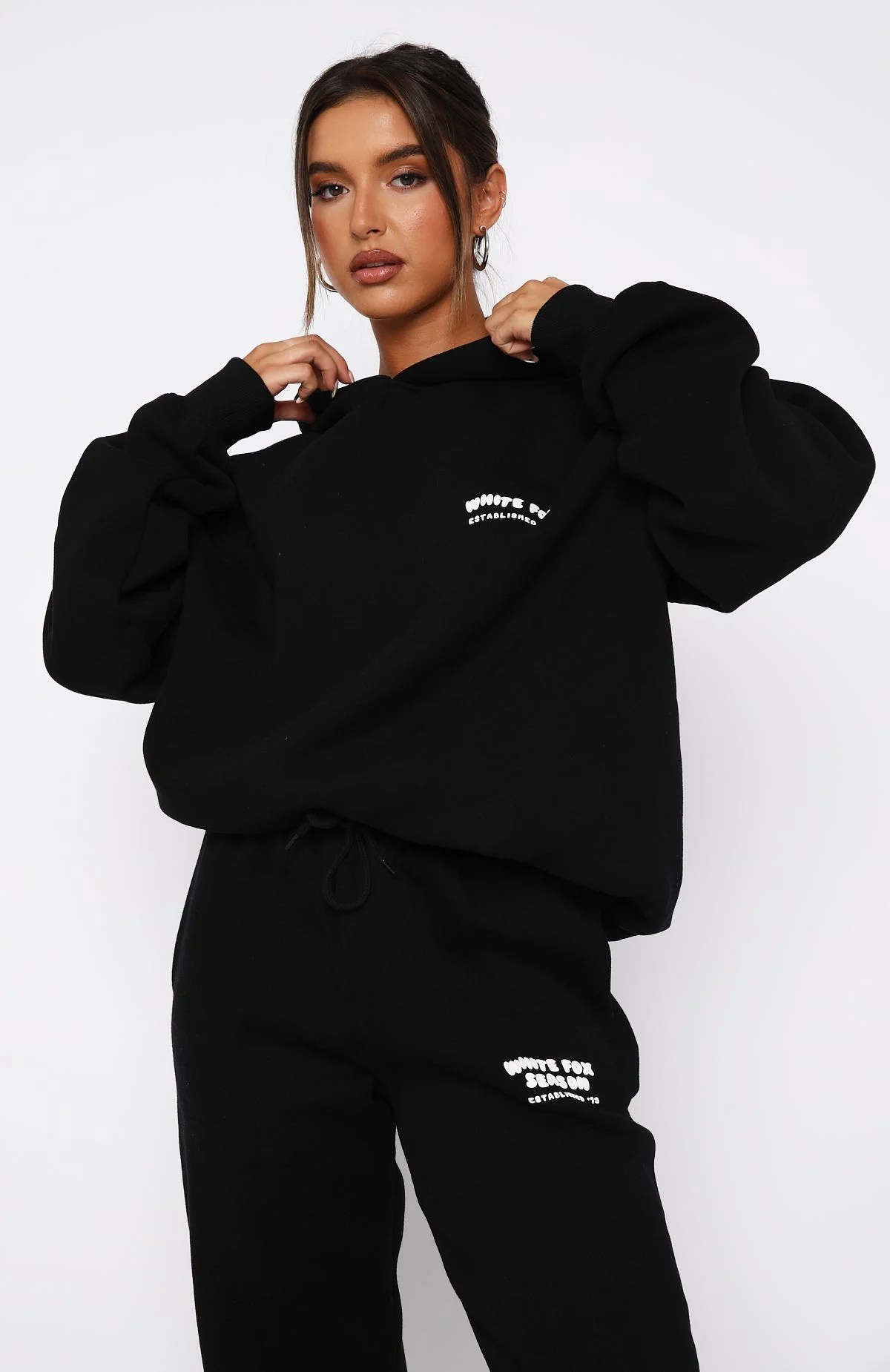 The Main Season Oversized White Fox Black Hoodie The Main Season Oversized White Fox Black Hoodie