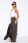 You’d Love It Here Wide Leg Sweatpants Charcoal