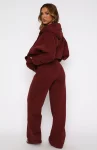 You’d Love It Here Wide Leg Sweatpants Merlot