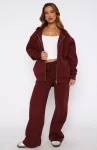 You’d Love It Here Wide Leg Sweatpants Merlot